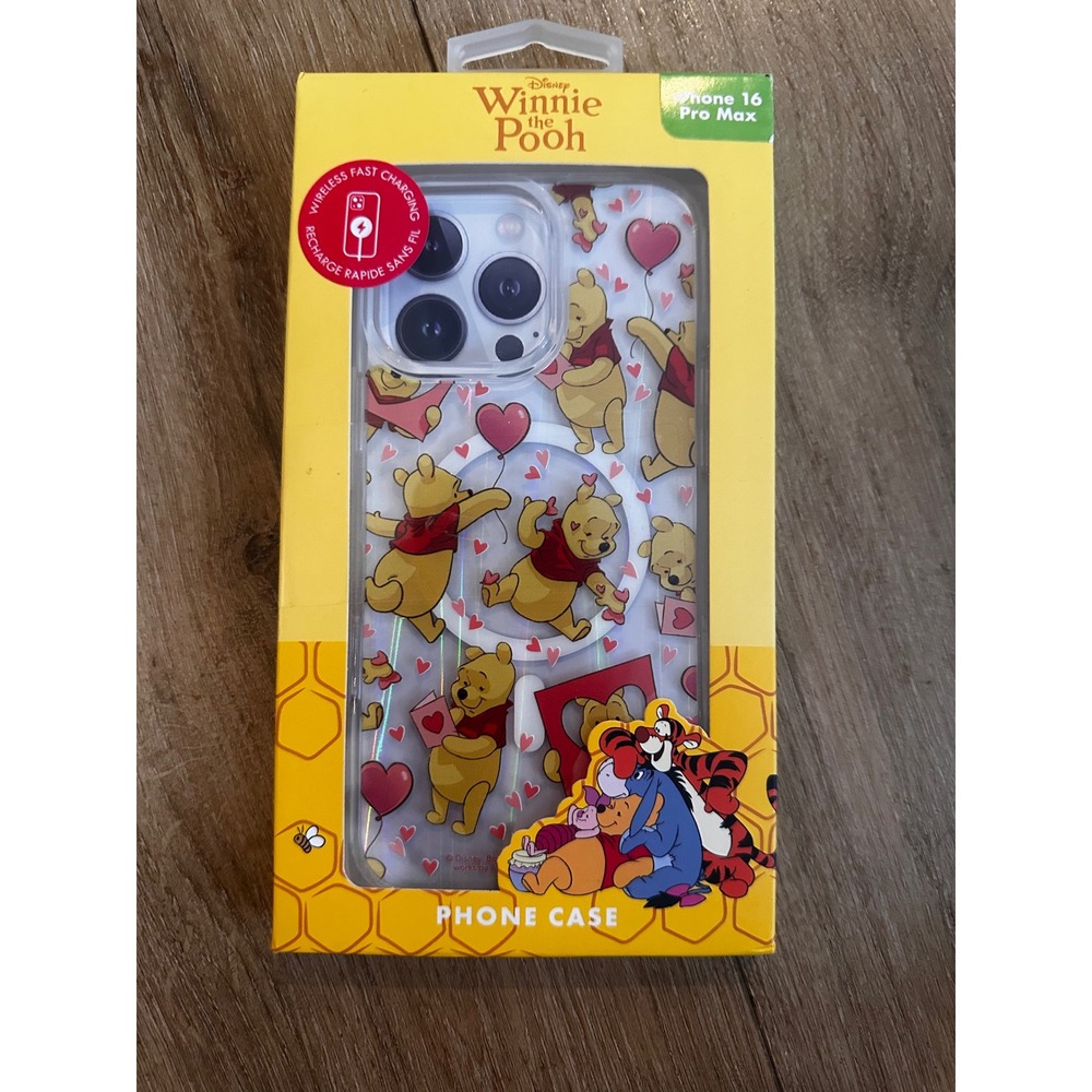 Disney Winnie the Pooh iPhone 16 Pro Max Case Clear Hearts Skinnydip NEW